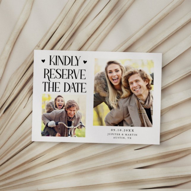 Kindly Reserve 2-Photo White Wedding Save The Date (Creator Uploaded)