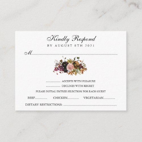 Kindly Respond Fall Floral Design Response Card 