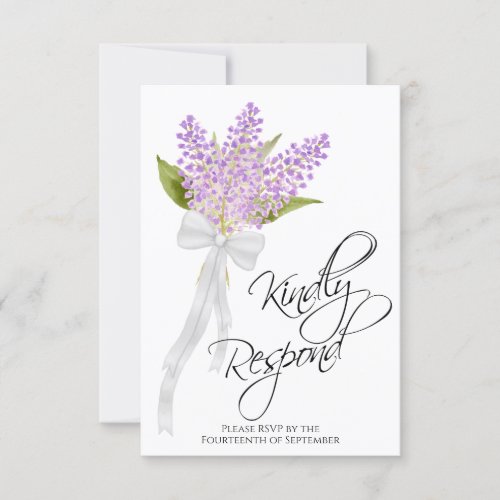 Kindly Respond Watercolor Lilacs Bouquet Wedding RSVP Card