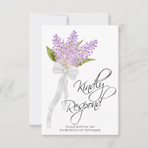 Kindly Respond Watercolor Lilacs Bouquet Wedding RSVP Card