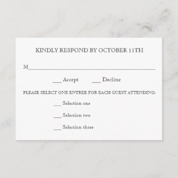 Kindly Respond Wedding Rsvp 3 Menu Choices Reply by HeartSongNotes at Zazzle
