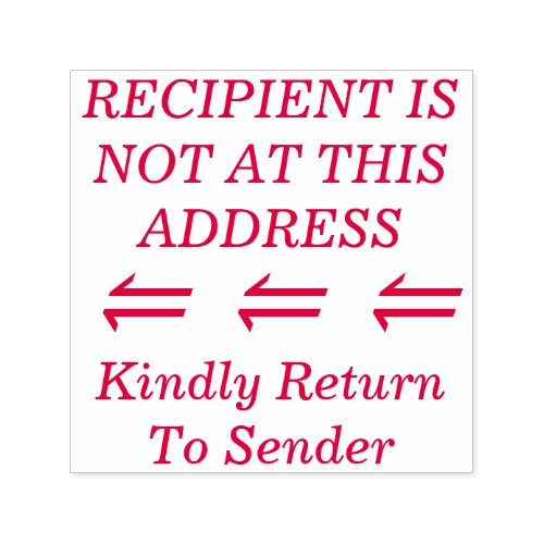 Kindly Return To Sender Rubber Stamp