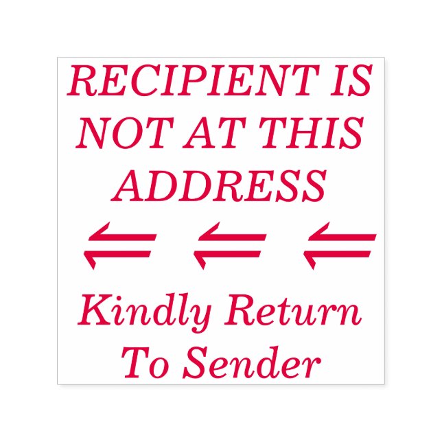 "Kindly Return To Sender" Rubber Stamp (Design)