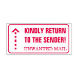 [ Thumbnail: "Kindly Return to The Sender!" Rubber Stamp ]