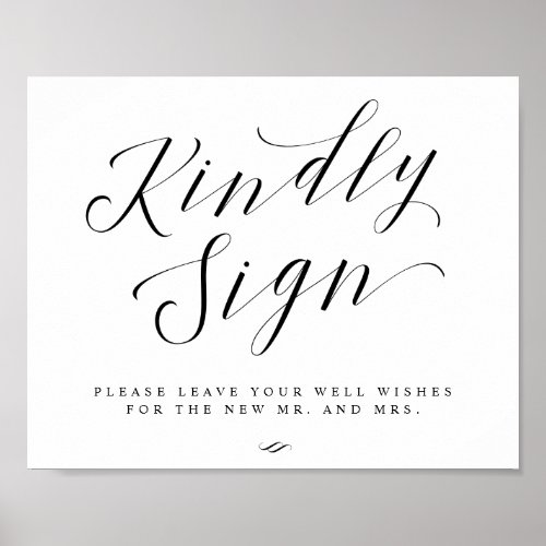 Kindly Sign Guestbook Well Wishes Elegant Wedding