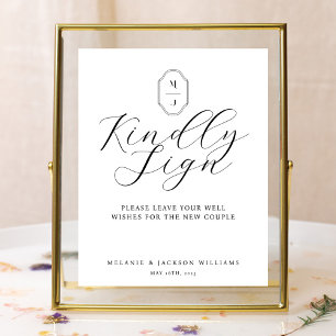 Kindly Sign Minimal Elegant Script Guestbook Sign