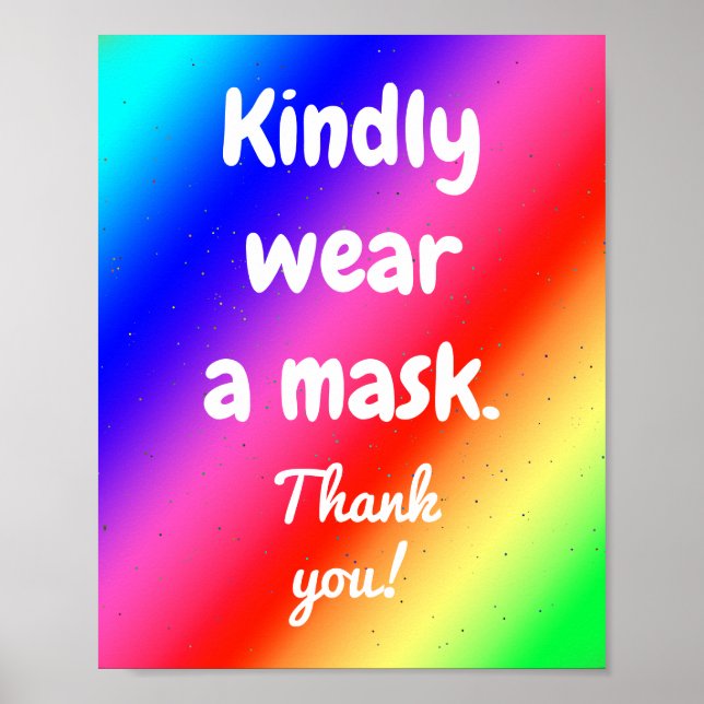 Kindly Wear a Mask Rainbow Colors Poster (Front)