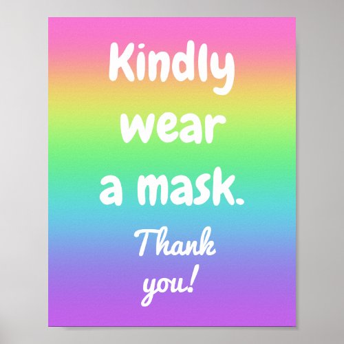 Kindly Wear a Mask Rainbow Colors Poster