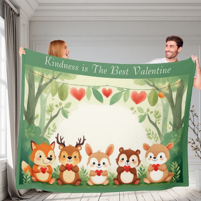 Kindness Best Valentine Nursery Woodland Animals  Fleece Blanket (Kindness Best Valentine Nursery Woodland Animals Fleece Blanket)