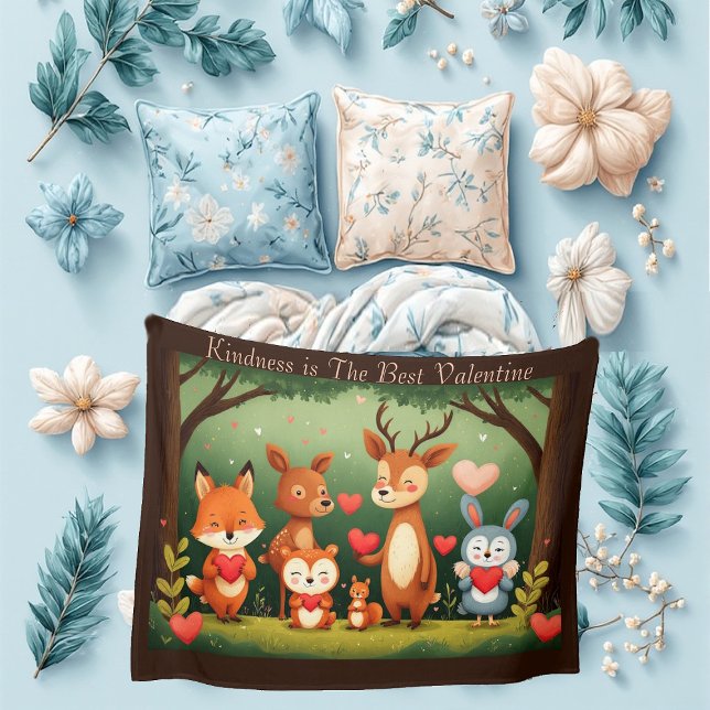 Kindness Best Valentine Woodland Animals Nursery  Fleece Blanket (Kindness Best Valentine Woodland Animals Nursery Fleece Blanket)