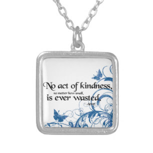 kindness butterfly swirl silver plated necklace
