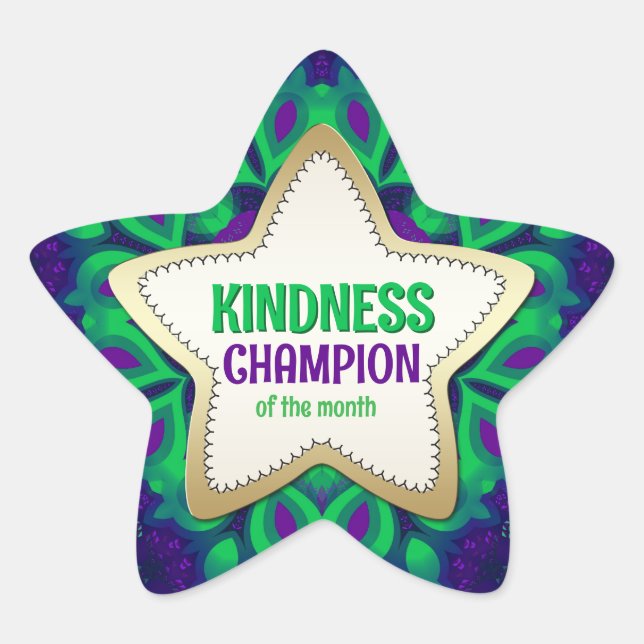 Kindness Champion of the Month Star Sticker (Front)