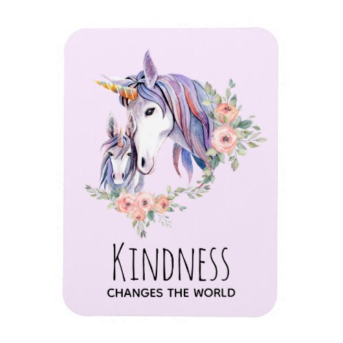 Kindness Changes the World Watercolor Unicorns Magnet