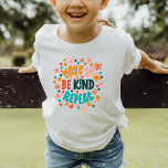 Kindness Colorful Floral Typography Design T-Shirt<br><div class="desc">A beautiful message of kindness to give to the little ones! "Wake Up,  Be Kind,  Repeat" fun,  colorful typography design adorned with matching colored flowers. This makes a great gift to spread the message of kindness to friends and loved ones!</div>