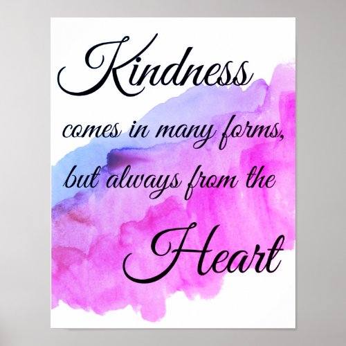 Kindness comes from the heart poster