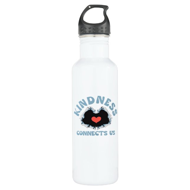 Kindness Connects Us Classic Style Stainless Steel Water Bottle (Front)