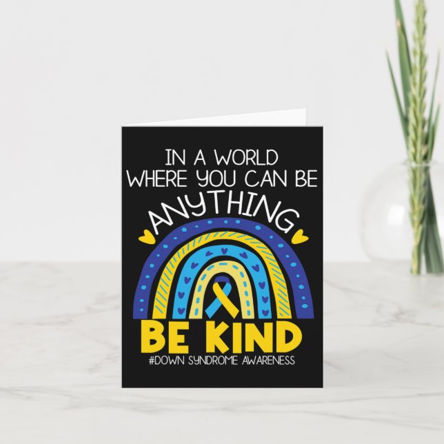 Kindness - Down Syndrome Awareness Blue Yellow Rib Card (Front)