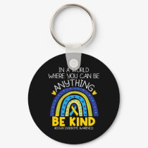 Kindness - Down Syndrome Awareness Blue Yellow Rib Keychain
