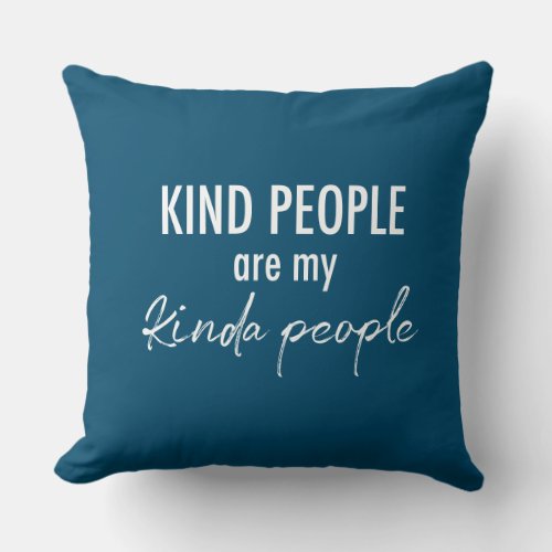 Kindness Embrace Modern Blue Inspirational Throw Pillow