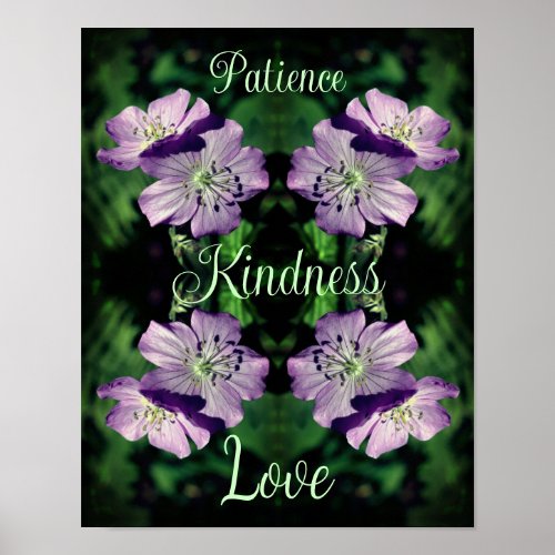 Kindness Geranium Flowers Abstract Inspirational   Poster