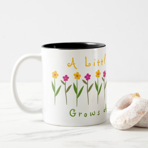 Kindness Grows Flowers Inspirational Two_Tone Coffee Mug