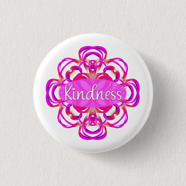 Kindness in Pink Mandala Button (Front)