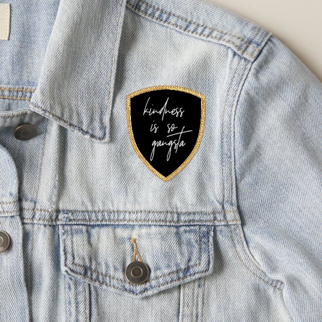 Kindness Inspirational Quote Script Words Gold Patch (On Jacket)