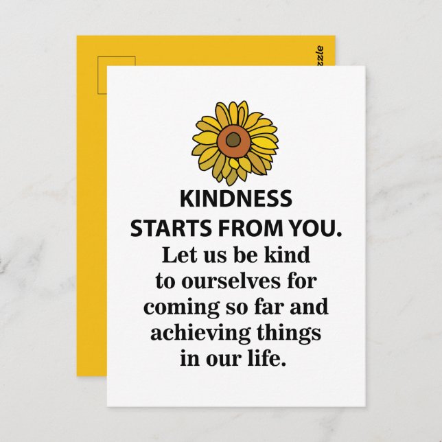 Kindness Inspirational Quote  Sunflower Kindness Postcard (Front/Back)