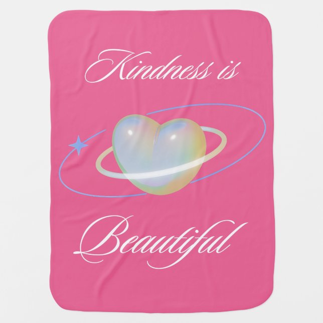 Kindness is Beautiful - Heart Design Baby Blanket (Front)