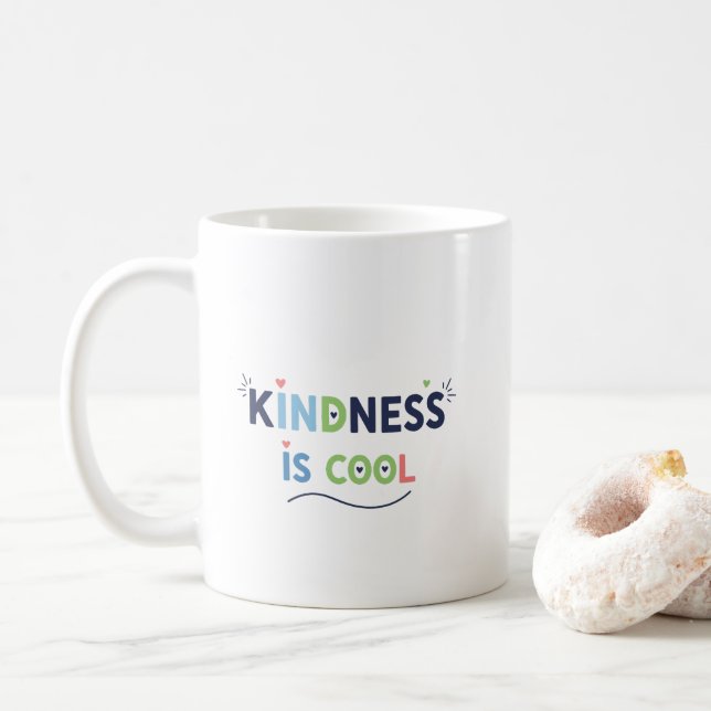 Kindness Is Cool Motivational Quote Coffee Mug (With Donut)