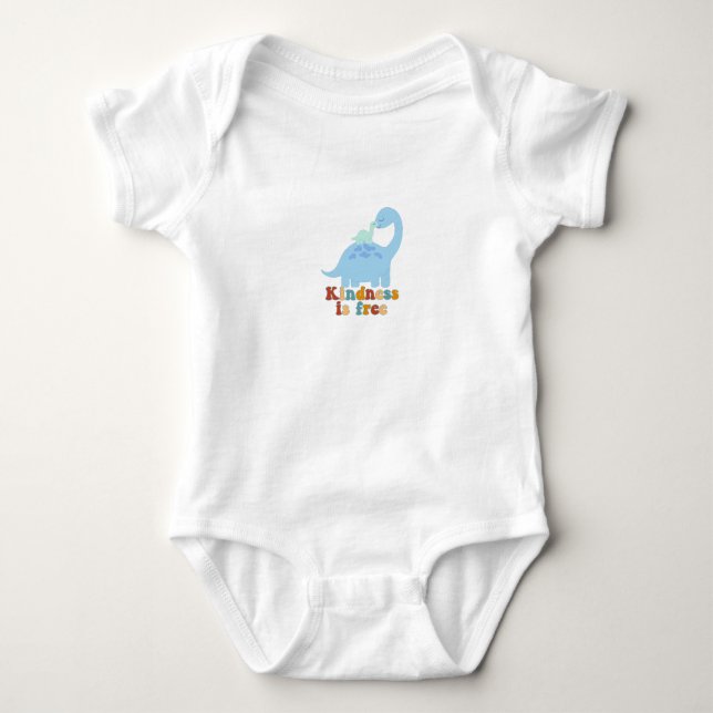 Kindness is free- Cute baby dino and mom Baby Bodysuit (Front)