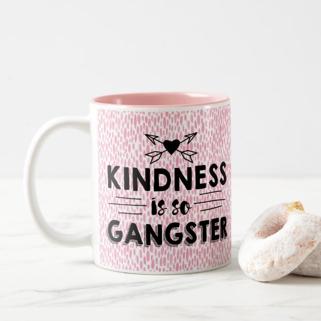 Kindness is so Gangster Two-Tone Coffee Mug (With Donut)