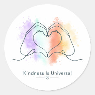 Kindness Is Universal Pride Heart Design Classic Round Sticker