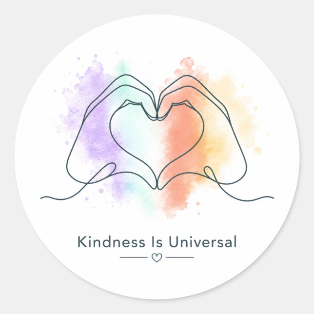 Kindness Is Universal Pride Heart Design Classic Round Sticker (Front)
