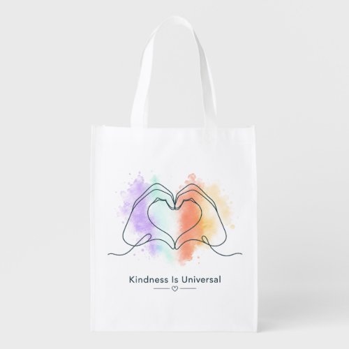 Kindness Is Universal Pride Heart Design Grocery Bag