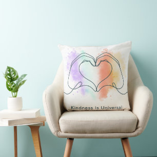 Kindness Is Universal Pride Heart Design Throw Pillow