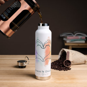 Kindness Is Universal Pride Heart Design Water Bottle
