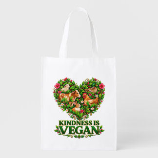 Kindness Is Vegan – Love Animals, Live Kindly Grocery Bag