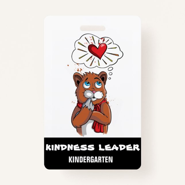 Kindness Leader Tag Pass Badge Kindergarten (Front)