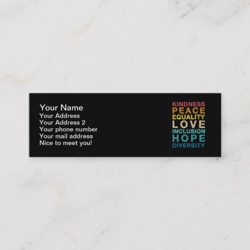 Kindness love diversity vintage LGBT pride Mini Business Card