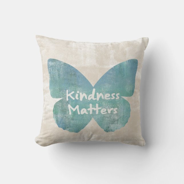 Kindness Matters Butterfly Throw Pillow (Front)
