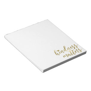 Kindness Matters Gold Heart inspirational quote Notepad