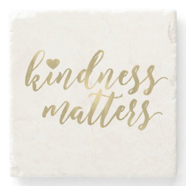 Kindness Matters Gold Heart inspirational quote Stone Coaster
