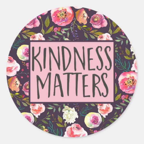 Kindness Matters Inspirational Quote Classic Round Sticker