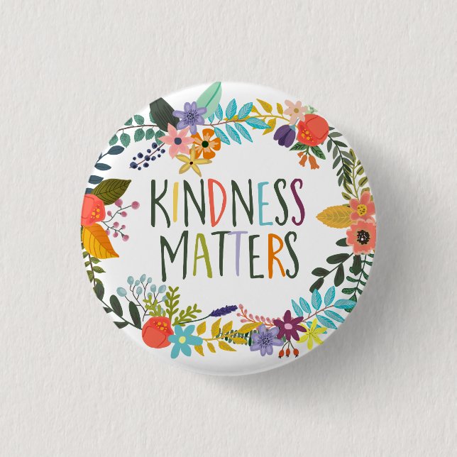Kindness Matters, Kind quotes, Boho floral orange Button (Front)