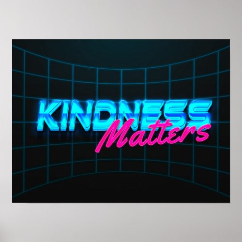 Kindness Matters Motivational 80s 1980s Retro Poster