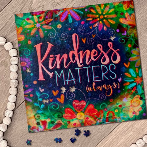 Kindness Matters Pretty Floral Fun Inspirivity Jigsaw Puzzle