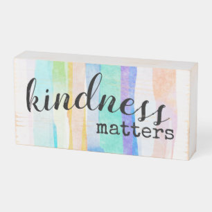 kindness matters quote colorful painted stripes wooden box sign