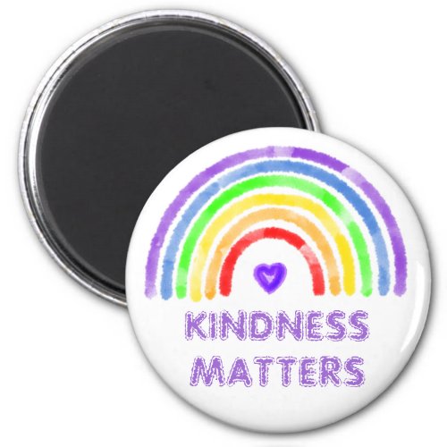 Kindness Matters  Rainbow and Heart Watercolor  Magnet