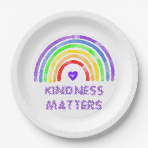 Kindness Matters  Rainbow and Heart Watercolor    Paper Plates